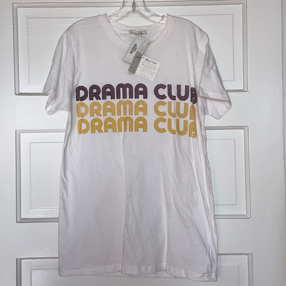 NWT, Ever Ellis, Drama Club Graphic Tee, 100% Cotton T-Shirt, Size Large